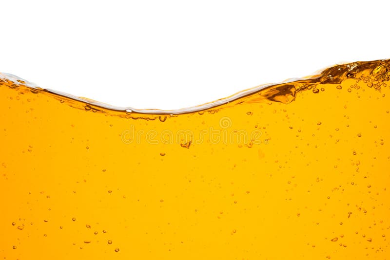 Orange Water Line with Bubbles Isolated on a White Background. Stock