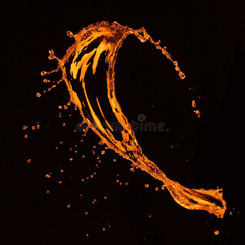 Orange water splash isolated