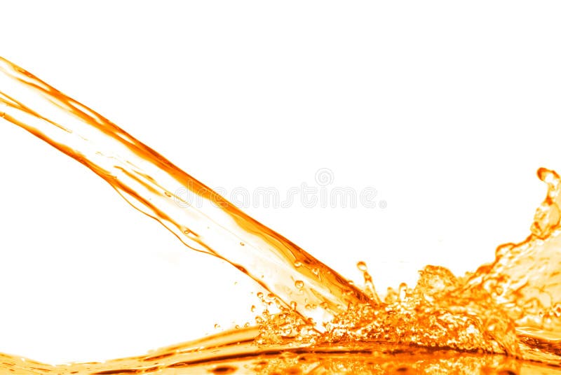 Orange water splash isolated on white