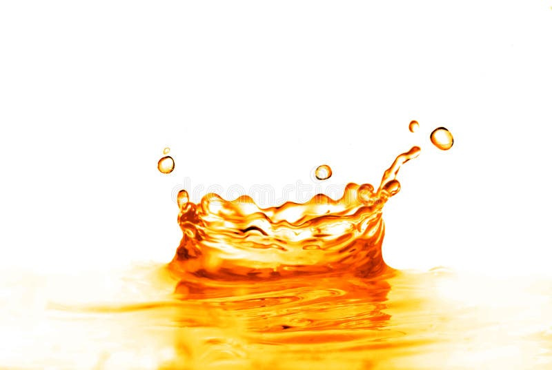 Orange water splash isolated on white