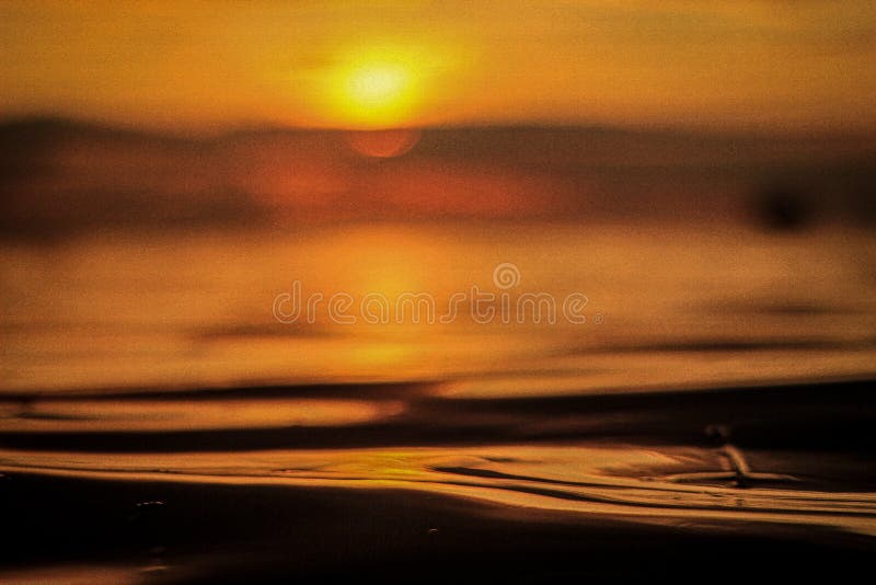 Orange Water in Sunset of Beach Stock Image Image of font, lighting