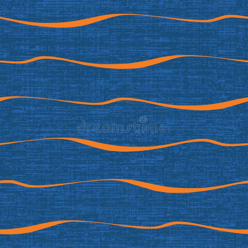 Orange wavy stripe on dark blue texture, seamless repeat