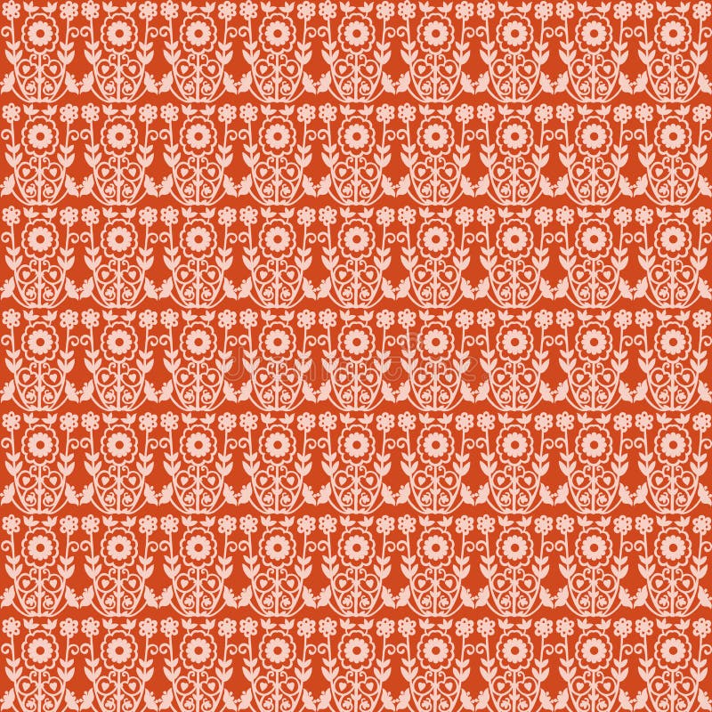 Orange vintage floral damask wallpaper - seamless repeat pattern. Orange vintage floral damask wallpaper - seamless repeat pattern