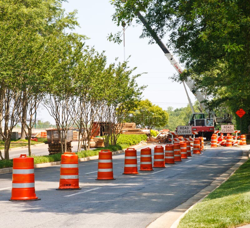 Orange And White Barrels In Road Construction Stock Photo Image 21115546
