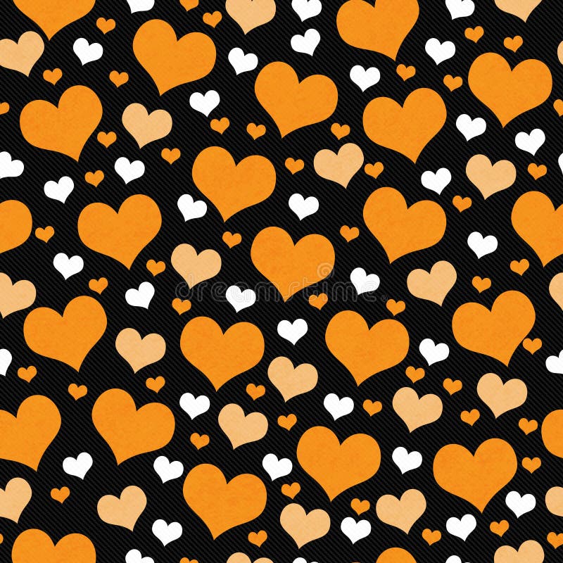 Orange, White and Black Hearts Tile Pattern Repeat Background
