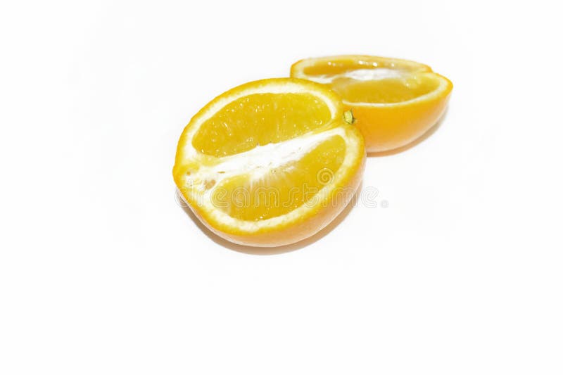 Two Halves of an Orange on a White Background. Orange on White Bright