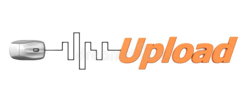 Orange Word Upload with Grey Mouse - Digital Cable vector illustration Orange Word Upload with Grey Mouse - Digital Cable vector illustration