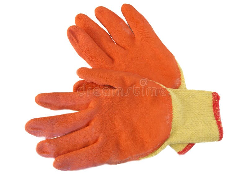 Orange work gloves isolated on white background royalty free stock photos Orange work gloves isolated on white background royalty free stock photos