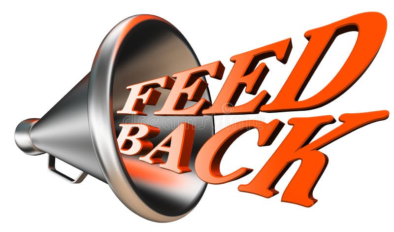 Feedback orange word in megaphone on white background. Feedback orange word in megaphone on white background