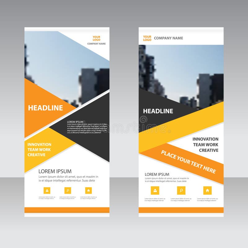 Orange yellow Business Roll Up Banner flat design template , Abstract Geometric banner template Vector illustration set