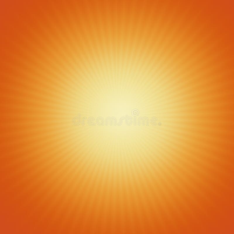 Orangefärgad, radiell sprängningsbakgrund med strålar från stjärnan Glödljusöverstrålning, effekt Explosion av solen