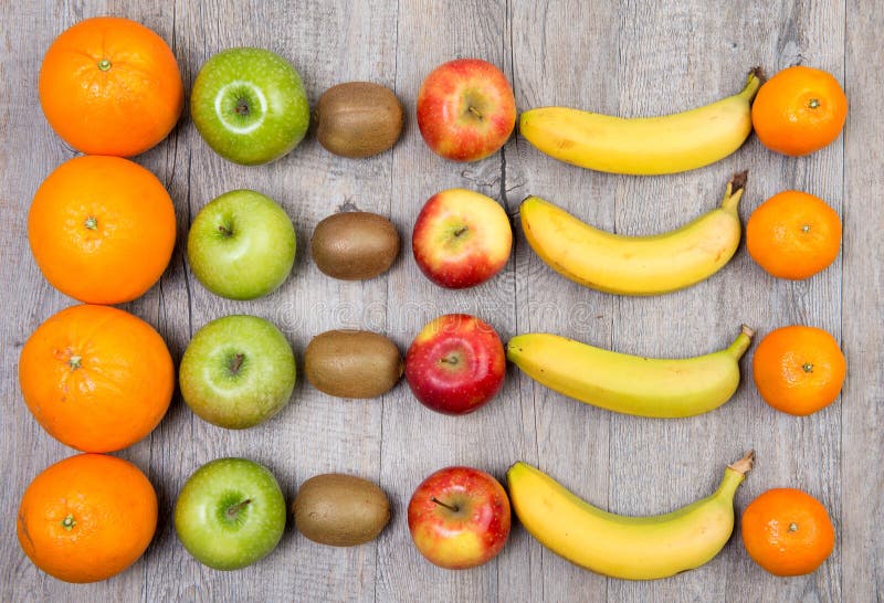 Oranges Apples And Bananas On The Table Stock Photo Image Of View