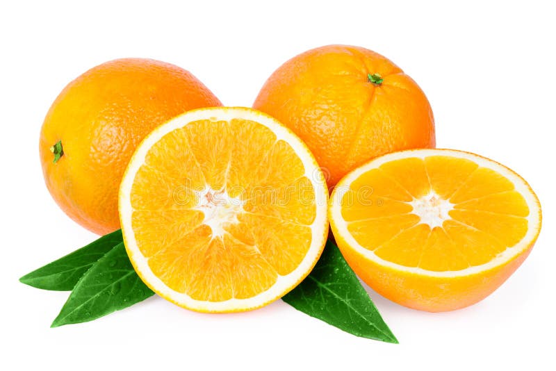 Oranges fruits isolated on white