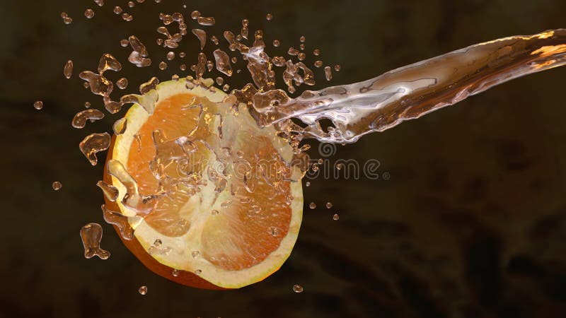 The image of oranges and juice splash