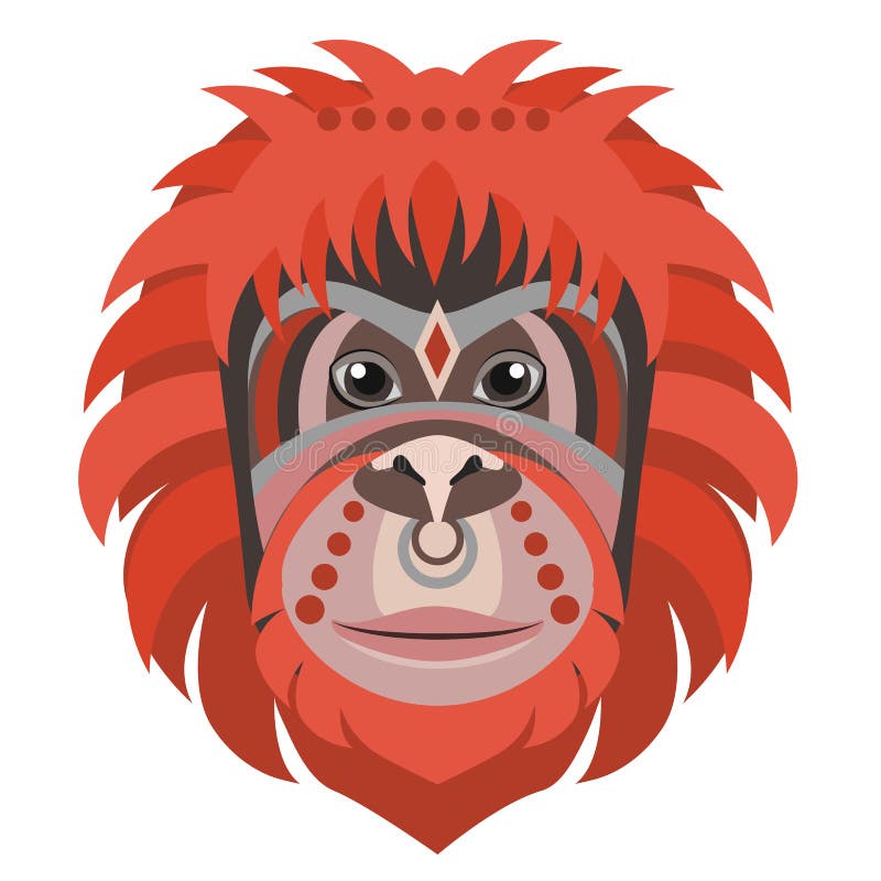  Orangutan  Head Logo  Monkey Vector Decorative Emblem 