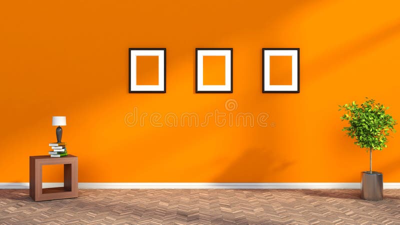Oranje binnenland met installatie en leeg beeld 3D Illustratie royalty-vrije illustratie Oranje binnenland met installatie en leeg beeld 3D Illustratie royalty-vrije illustratie