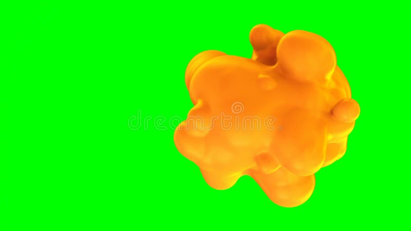Oranje glanzende vloeibare moleculen fuseren in één vorm Amorphouds animatie voor biologische rendering blob