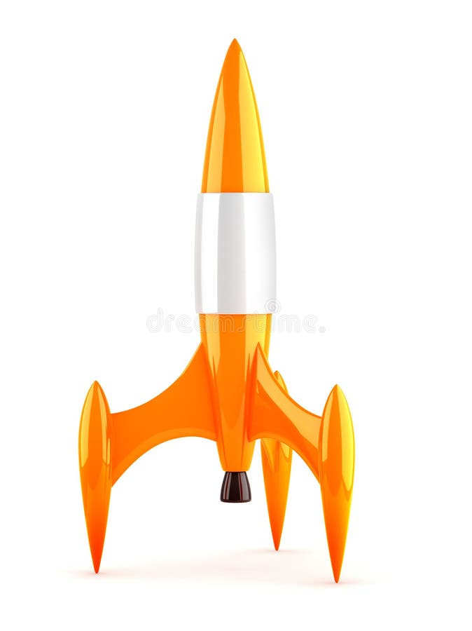 3D orange spaceship isolated on white. 3D orange spaceship isolated on white