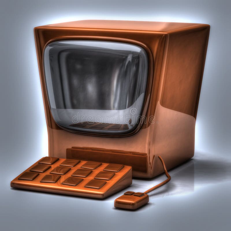 Oranje retro computer stock illustratie