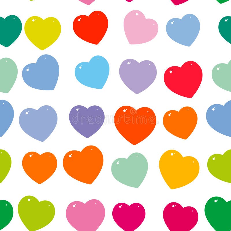 Oranje roze purper rood groenachtig blauw hart naadloos patroon op witte achtergrond Vector vector illustratie Oranje roze purper rood groenachtig blauw hart naadloos patroon op witte achtergrond Vector vector illustratie
