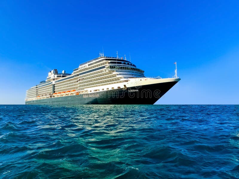 Oranjestad, Aruba - December 4, 2019: The cruise ship Holland America Line Eurodam. At sea