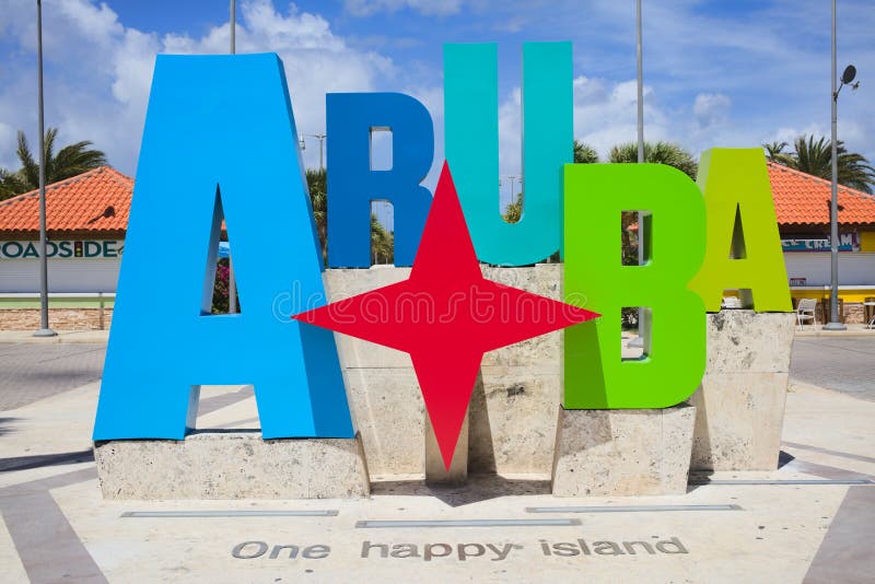 Aruba Sign At Plaza Turismo In Oranjestad Aruba Editorial Stock Photo