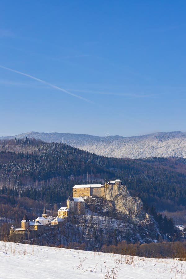 Orava castle, winter landscape, Orava region Slovakia