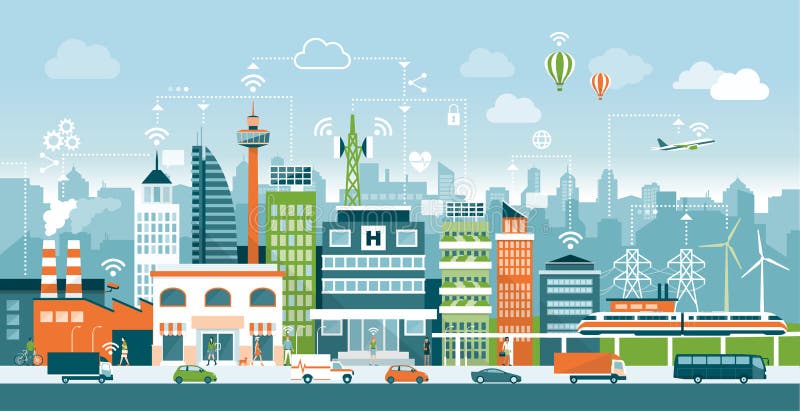 Oraș inteligent vector illustration