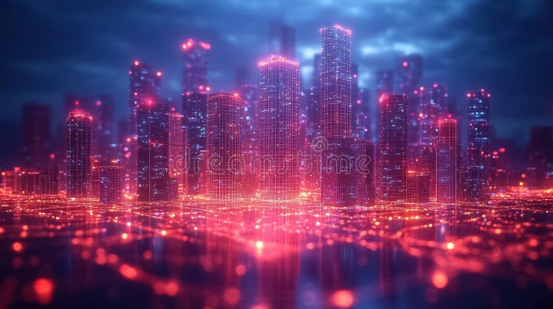 Oraș inteligent Wi-Fi sau rețea, Automatizarea clădirilor cu ilustrație de placă de computer vector illustration