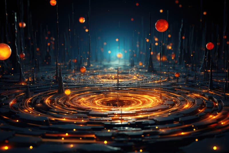 Orbit of Universe colourful abstract background. Generative AI stock illustration