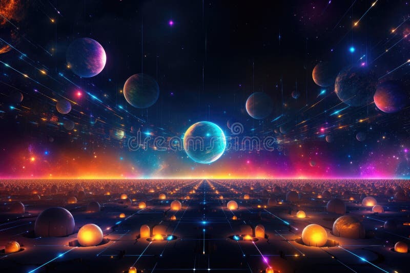 Orbit of Universe colourful abstract background. Generative AI royalty free stock photos