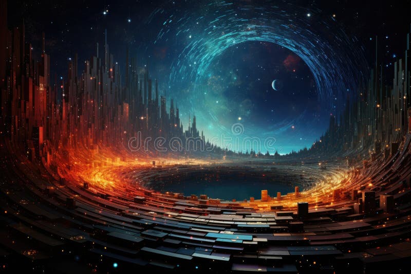 Orbit of Universe colourful abstract background. Generative AI royalty free illustration