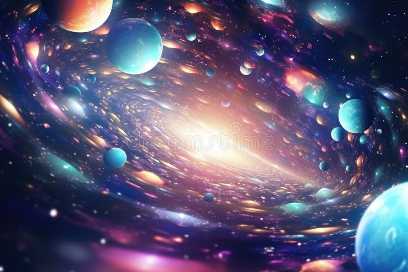 Orbit of Universe colourful abstract background. Generative AI royalty free stock photos
