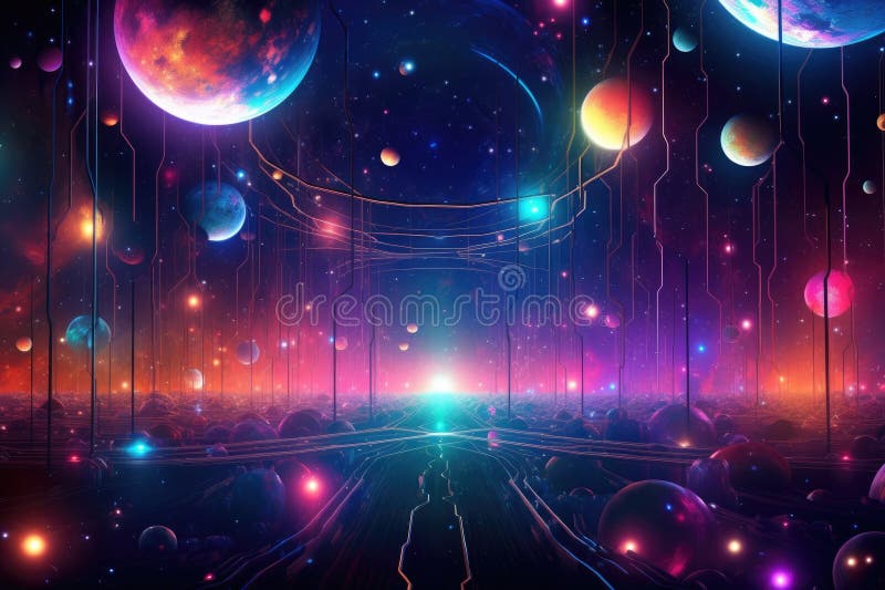Orbit of Universe colourful abstract background. Generative AI stock image