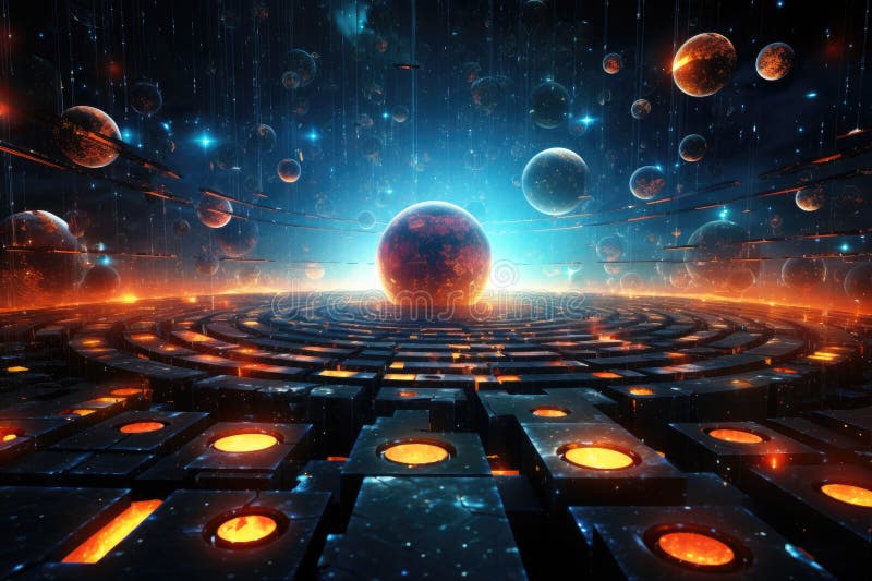 Orbit of Universe colourful abstract background. Generative AI royalty free stock images
