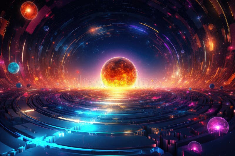 Orbit of Universe colourful abstract background. Generative AI royalty free stock images