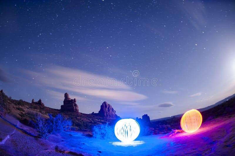 Orbs at Arches National Park Light Painting Stock Photo Image of