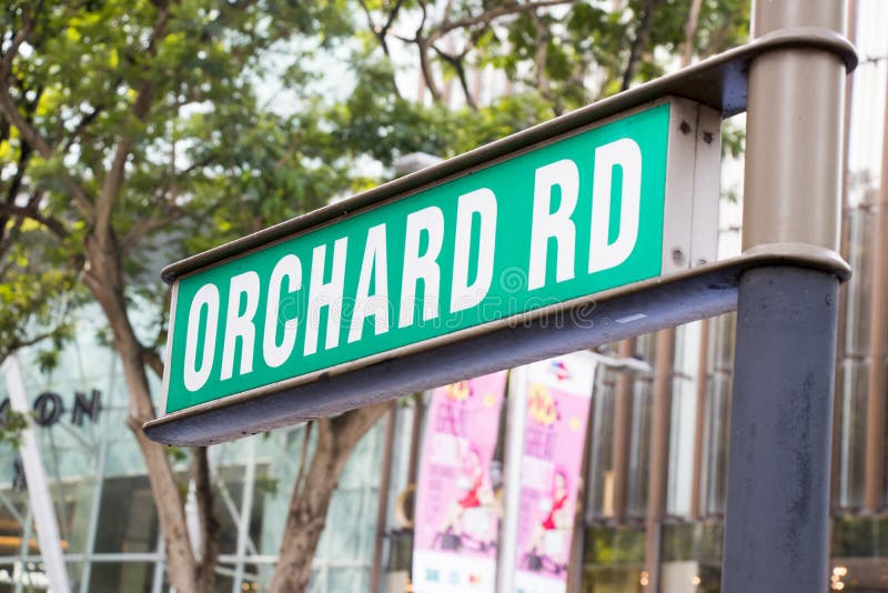 Orchard road, Singapore : May 7, 2017 : Orchard rd sign in Singapore which have the famous shopping center in this street royalty free stock photos Orchard road, Singapore : May 7, 2017 : Orchard rd sign in Singapore which have the famous shopping center in this street royalty free stock photos