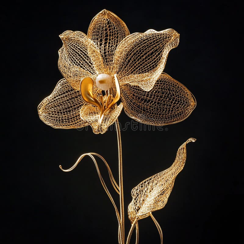 Orchid with Delicate Filigree Petals stock illustration
