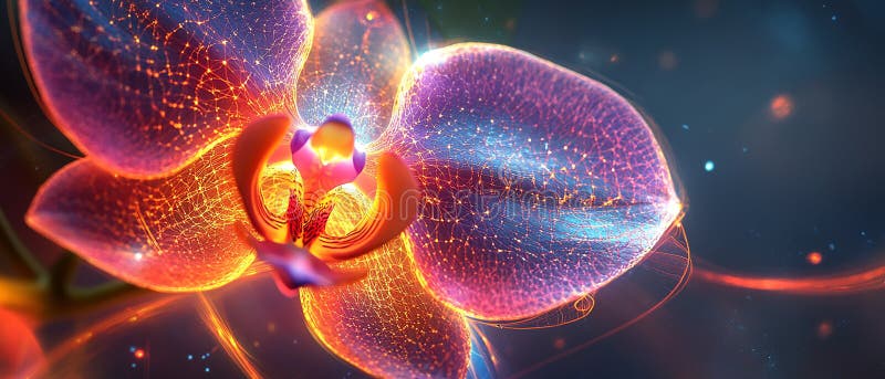 Orchid with Fractal-Like Veins Spreading Through vector illustration
