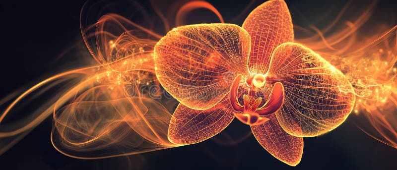 Orchid with Fractal-Like Veins Spreading Through stock illustration