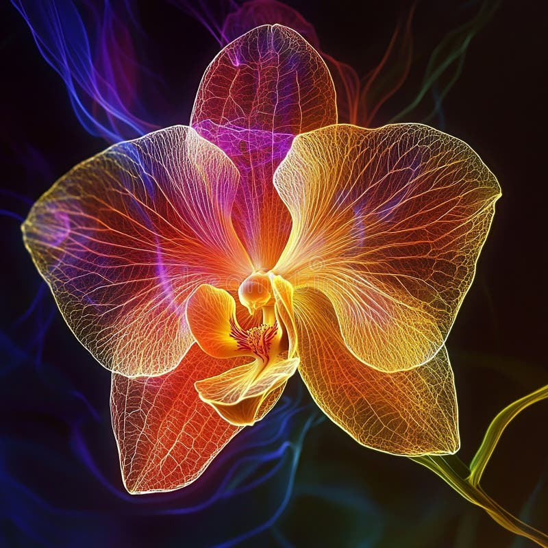 Orchid with Fractal-Like Veins Spreading Through royalty free illustration