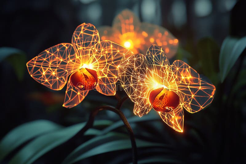 Orchid with Geometric Designs Embedded in Its Petals royalty free illustration