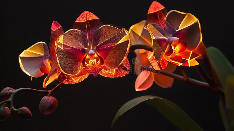 Orchid with Geometric Designs Embedded in Its Petals stock illustration