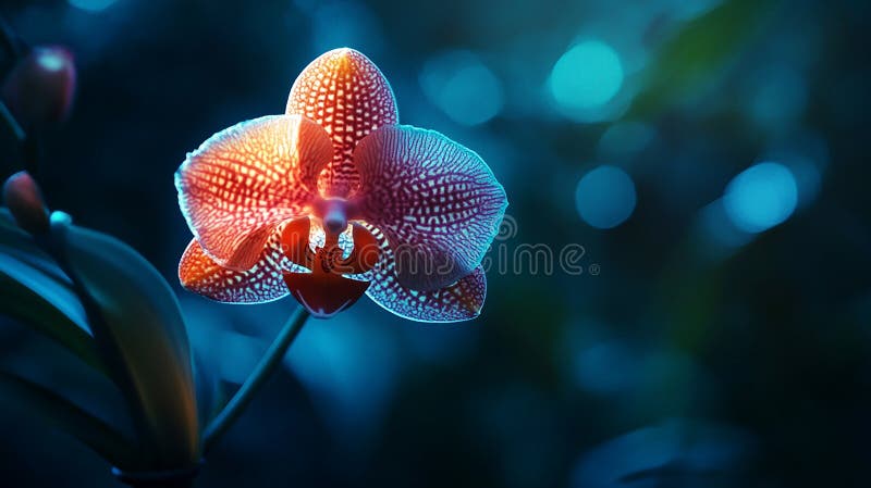 Orchid with Geometric Designs Embedded in Its Petals vector illustration