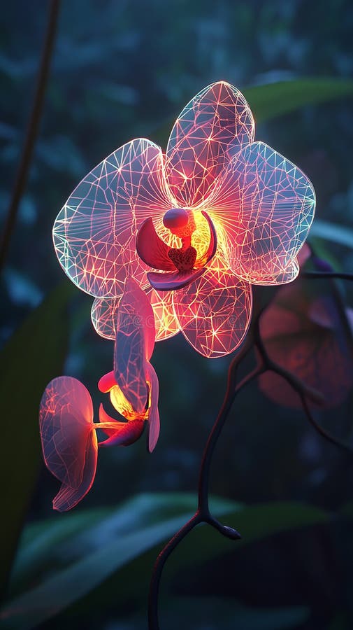 Orchid with Geometric Designs Embedded in Its Petals stock illustration
