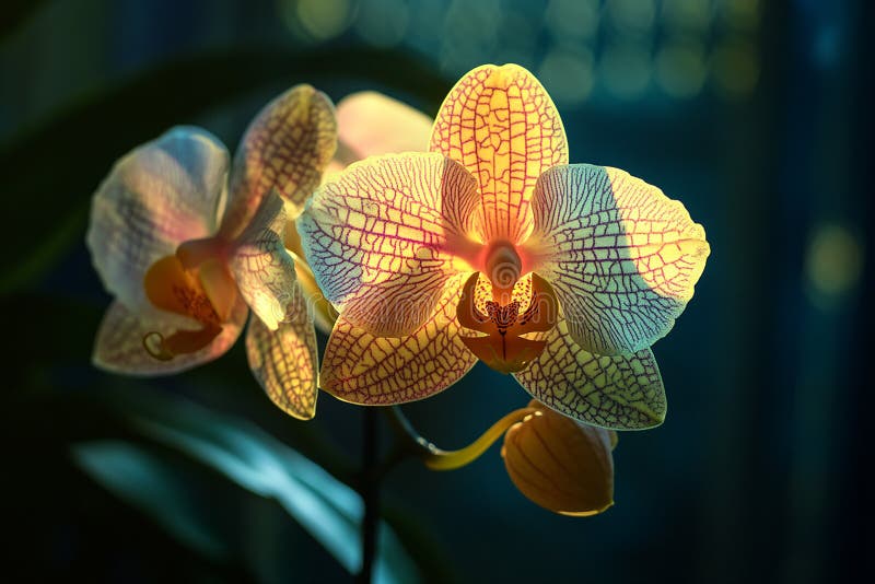 Orchid with Geometric Designs Embedded in Its Petals vector illustration