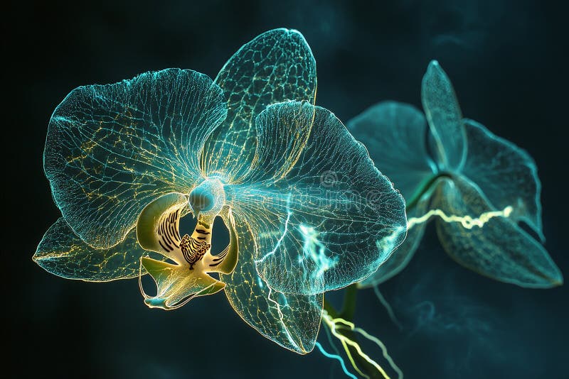 Orchid with Glowing Metallic Veins royalty free illustration