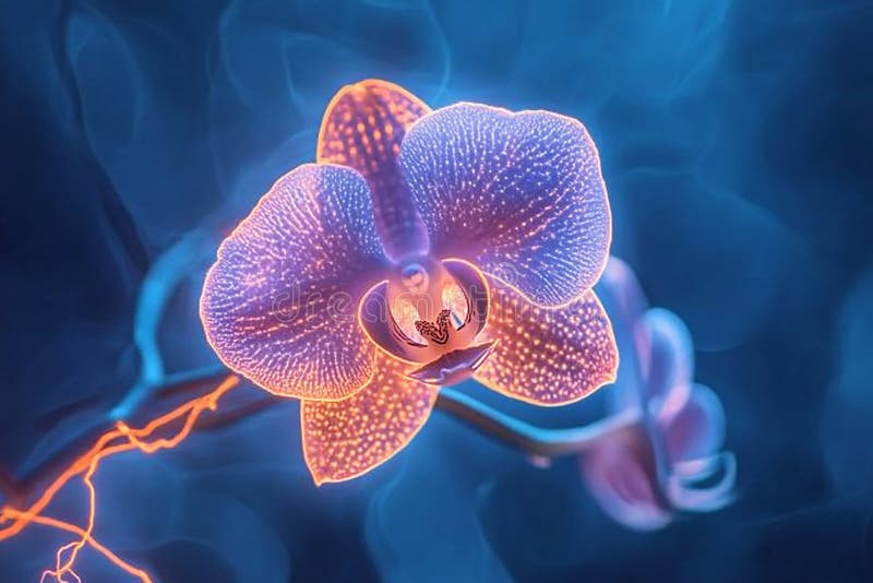 Orchid with Glowing Metallic Veins royalty free illustration