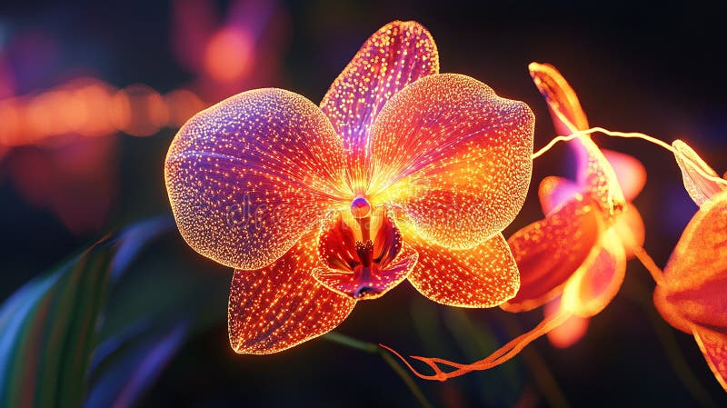 Orchid with Glowing Metallic Veins royalty free illustration